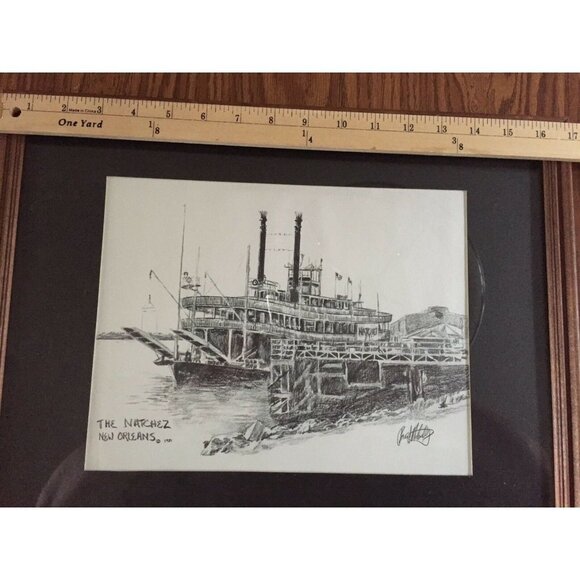 Brent McCarthy Signed Framed Lithograph on paper New Orleans The Natchez ‘81 - Picture 9 of 12